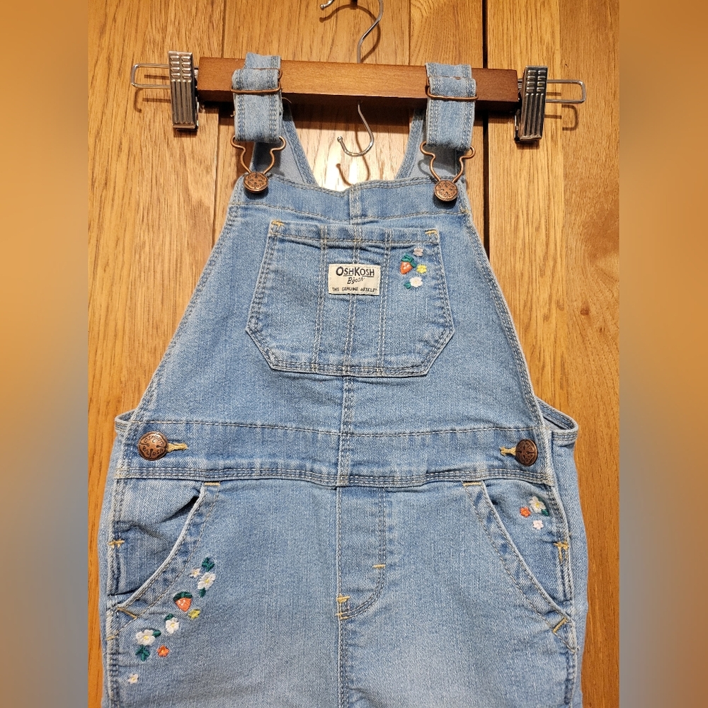 OshKosh Bgosh Vestbak Girls Light Overalls With Embroidered Flower Decor 4T - Picture 3 of 15